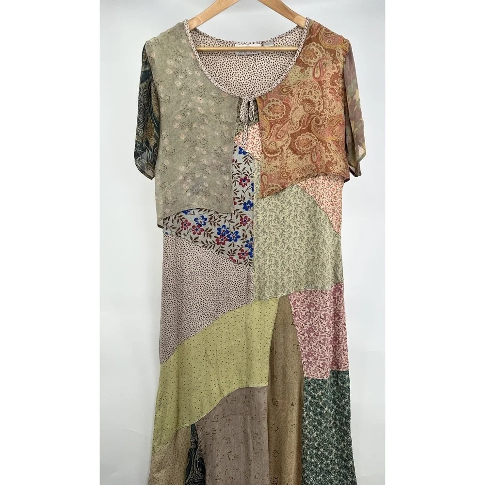Sacred Threads Patchwork  Maxi Dress Medium Hippie Boho Artisan Festival